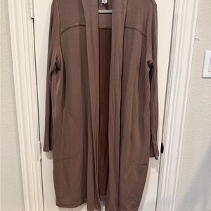 Athleta Taupe Ribbed Cardigan